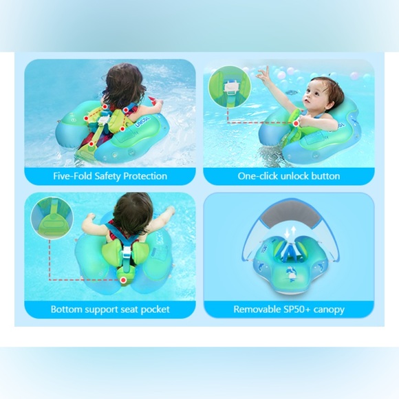 LAYCOL Baby Swimming Float Inflatable Baby Pool Float Ring Newest with canopy - Picture 8 of 11